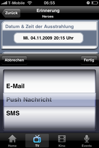 TV Erinnerung aktivieren